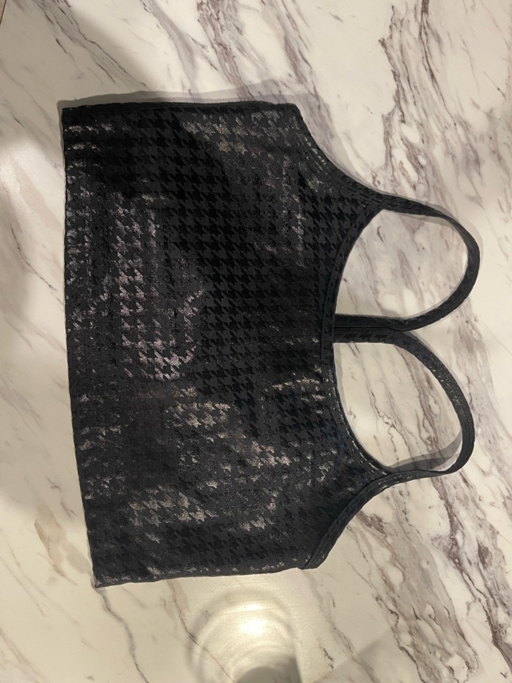 Beyond Yoga Black Houndstooth Crop Tank Top